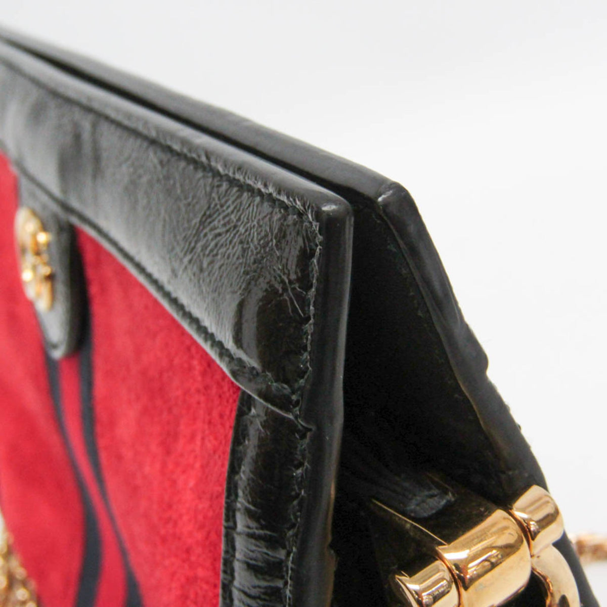 Gucci Ophidia Chain Suede, Red, Leather, Shoulder Bag