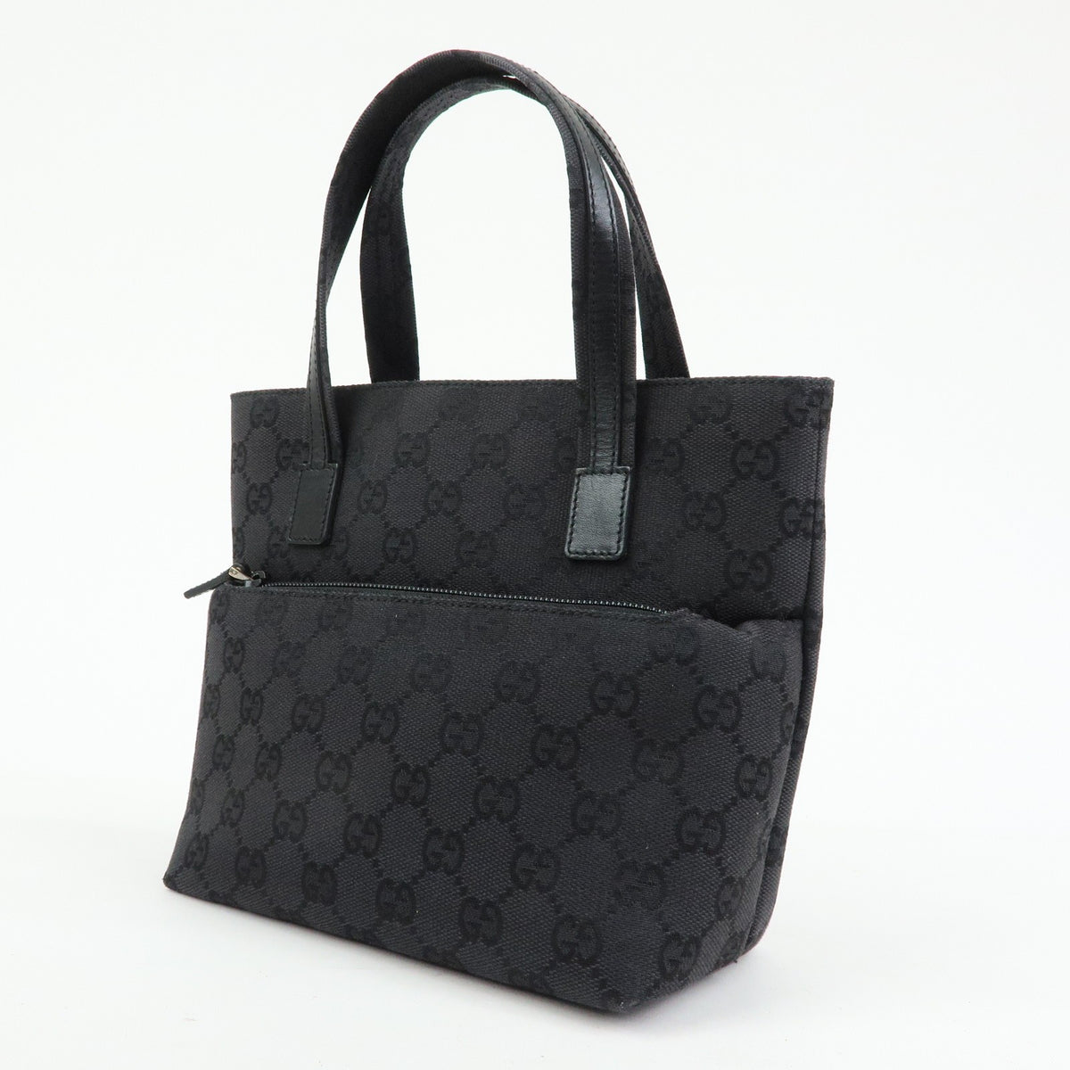 Gucci Tote GG Canvas and Leather, Black, Canvas, Tote Bag