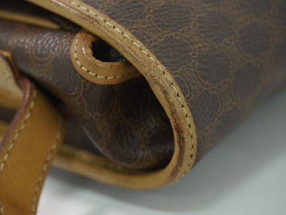 Celine Vintage Macadam Canvas and Leather, Brown, Canvas, Shoulder Bag