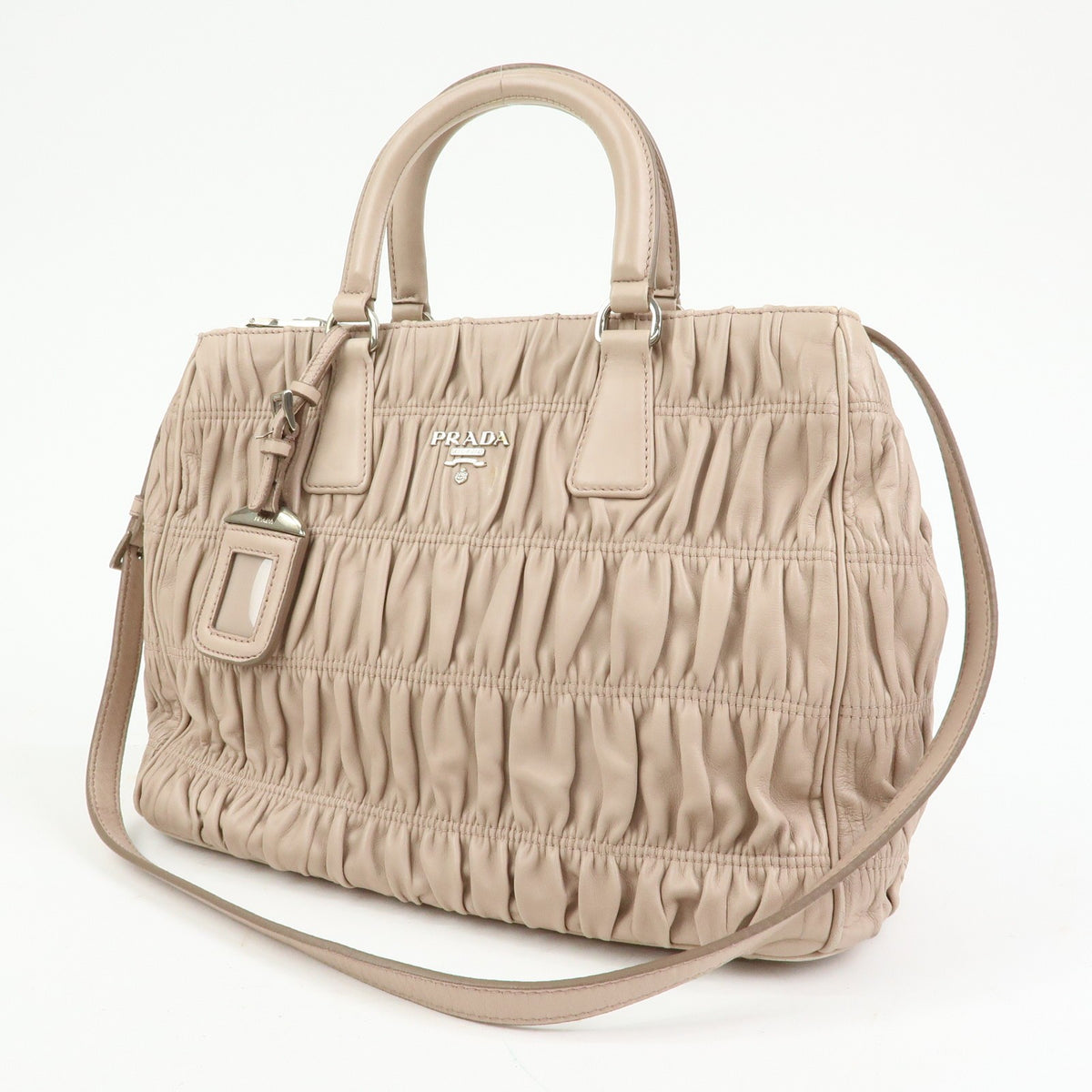 Prada Gaufre Nappa Leather, Beige, Leather, Tote Bag