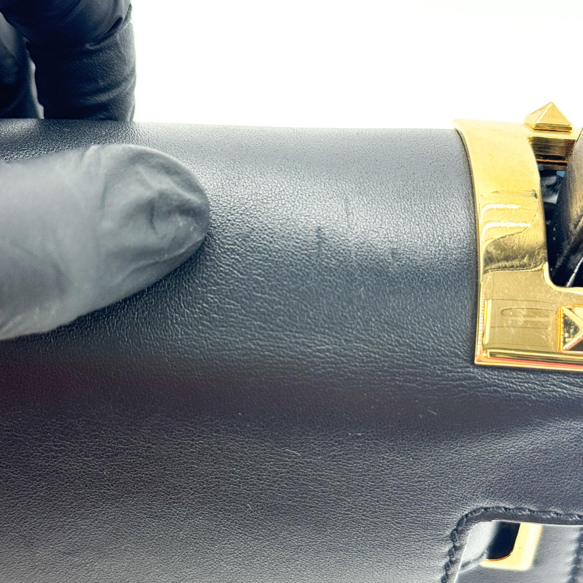 Valentino Garavani My Rockstud Satchel Leather, Black, Leather, Handbag