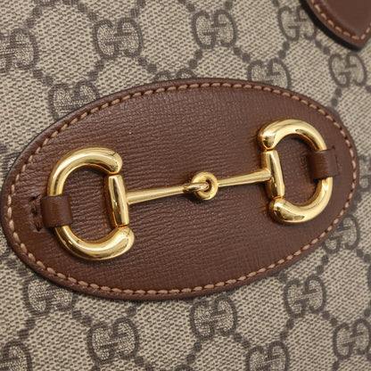 Gucci Horsebit 1955 Top Handle GG Coated Canvas with Leather, Beige, Canvas, Handbag