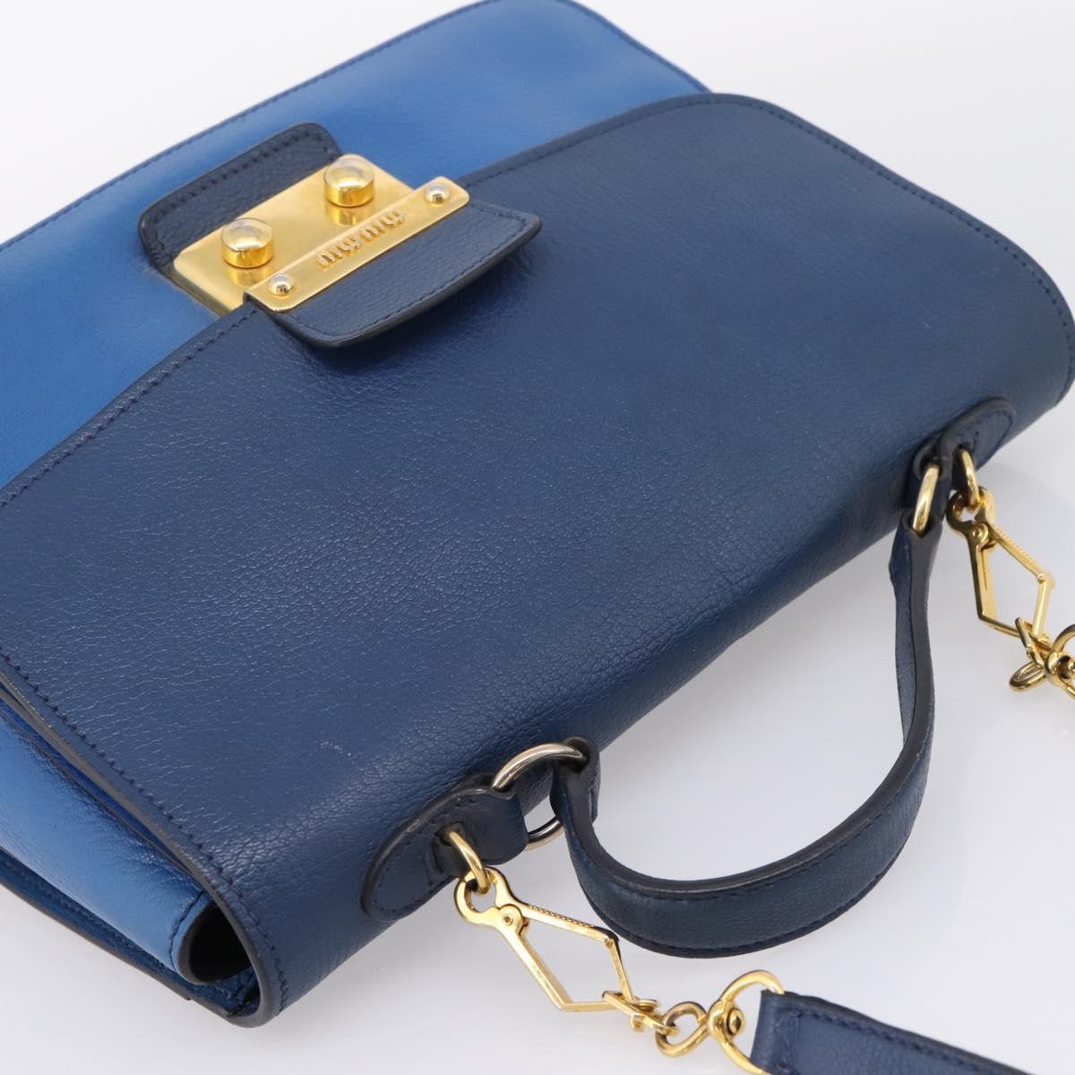Miu Miu Madras Top Handle Leather, Navy, Leather, Handbag
