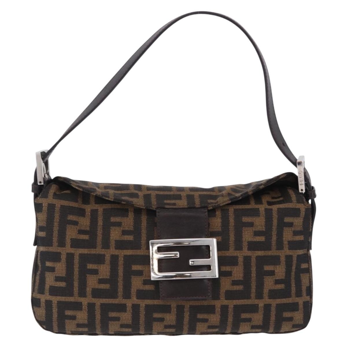 Fendi Baguette Pochette Zucca Canvas, Brown, Canvas, Clutch