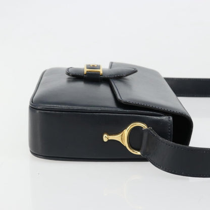 Celine Shoulder Leather, Navy, Leather, Shoulder Bag