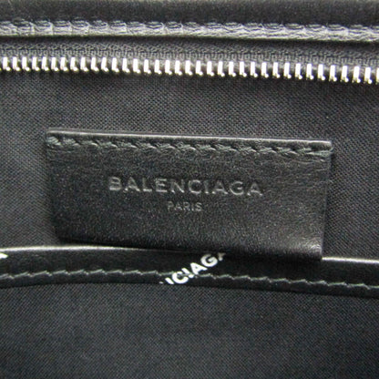 Balenciaga Logo Bazar Leather, Black, Leather, Clutch