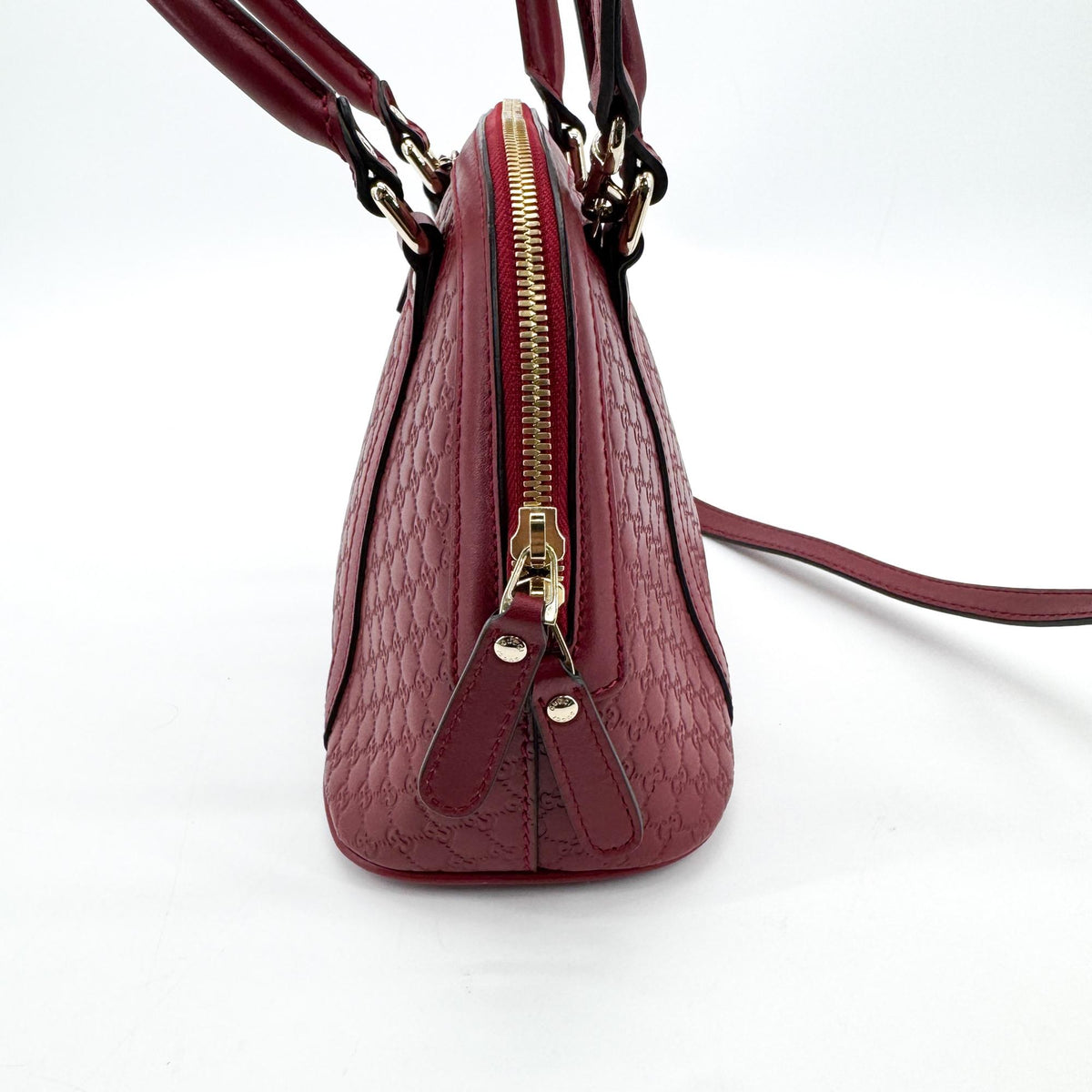 Gucci Convertible Dome Satchel Guccissima Leather, Burgundy, Leather, Handbag
