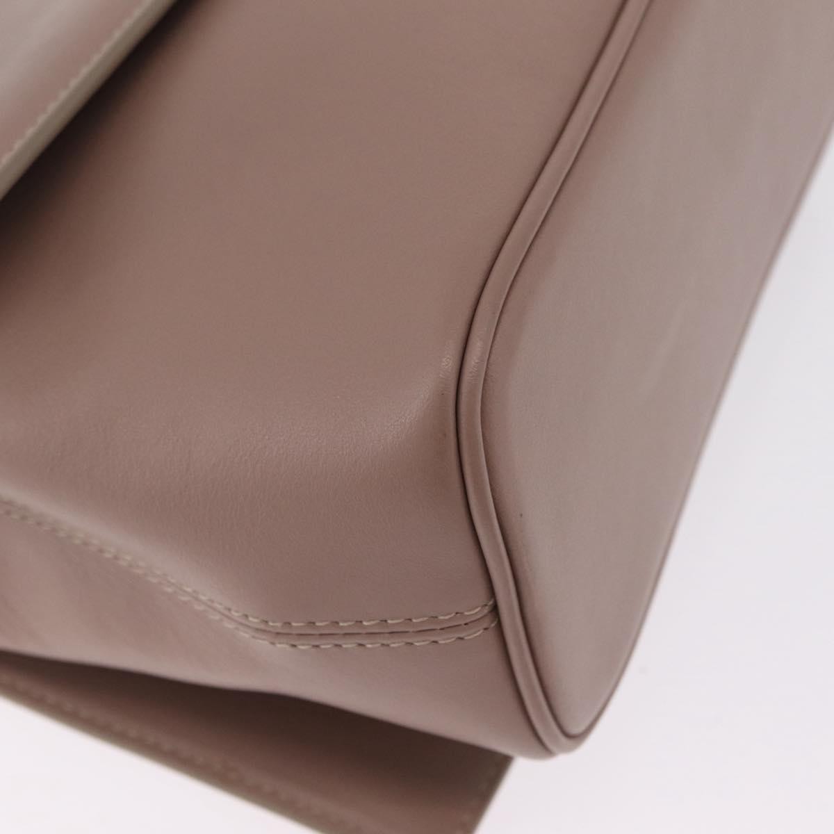 Bvlgari Signature Top Handle Leather, Beige, Leather, Handbag