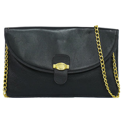 Christian Dior Shoulder Leather, Black, Leather, Shoulder Bag