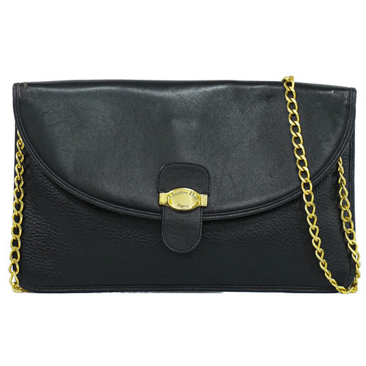 Christian Dior Shoulder Leather, Black, Leather, Shoulder Bag