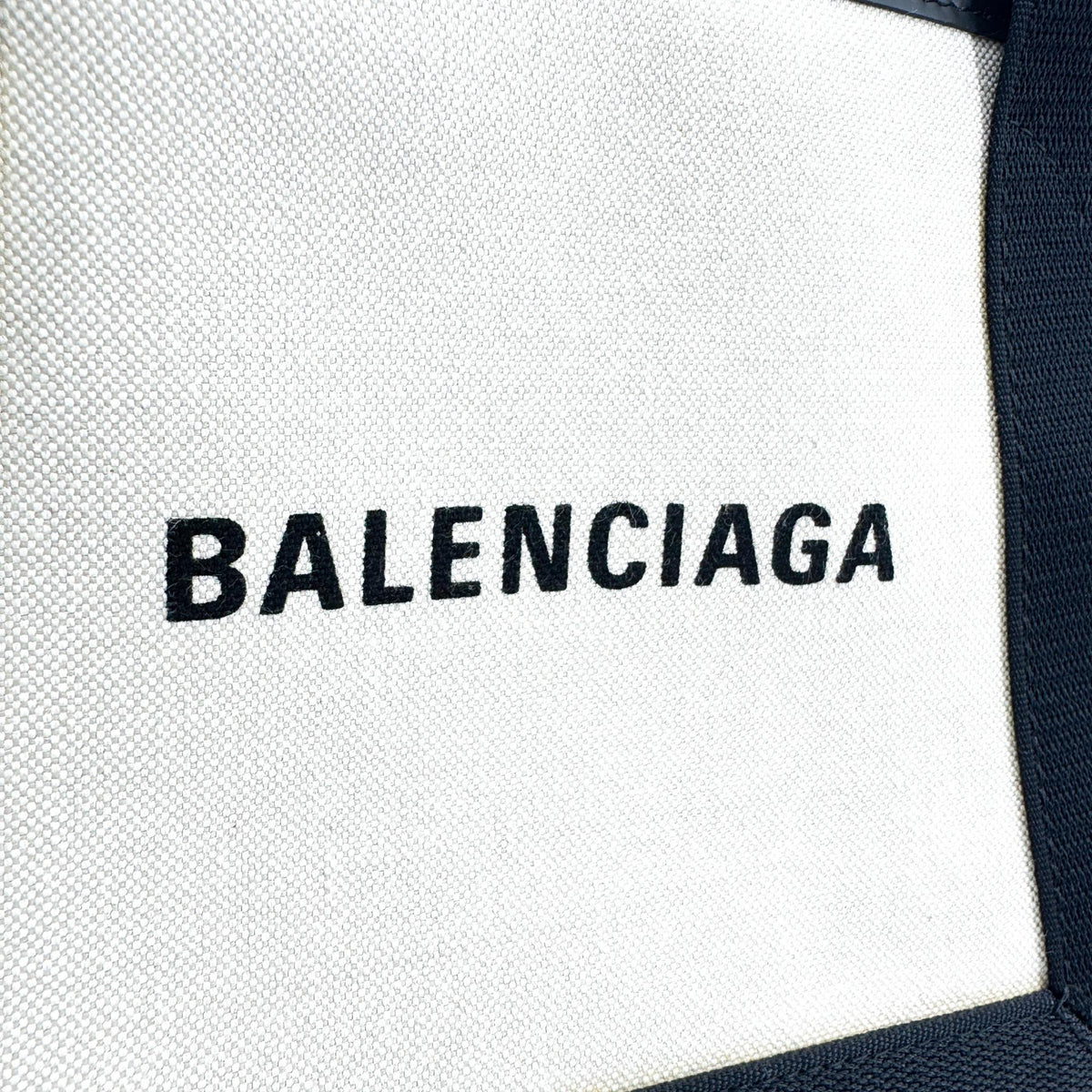Balenciaga Navy Cabas Canvas with Leather, Black, Canvas, Tote Bag