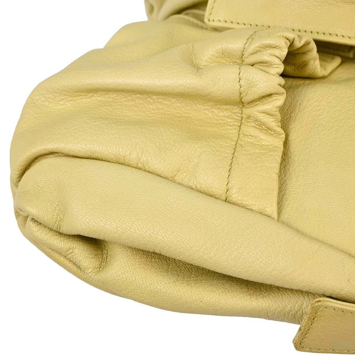 Saint Laurent Mombasa Hobo Leather, Yellow, Leather, Shoulder Bag
