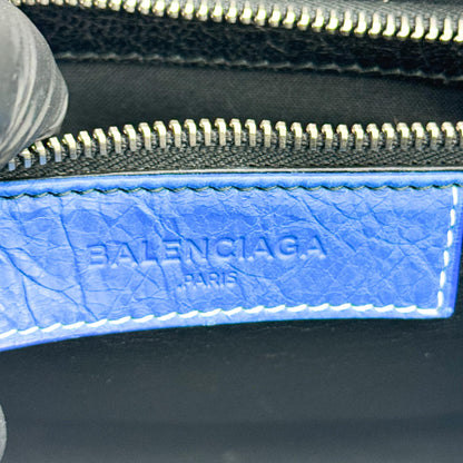 Balenciaga Bazar Striped Leather, Black, Leather, Tote Bag