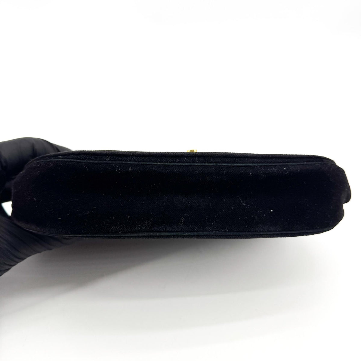 Chanel CC Half Moon Clutch Quilted Velvet, Black, Velvet, Clutch