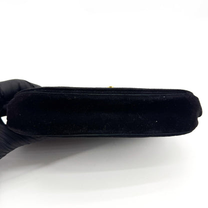 Chanel CC Half Moon Clutch Quilted Velvet, Black, Velvet, Clutch