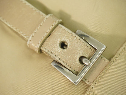 Prada Buckle Messenger Tessuto, Beige, Nylon, Shoulder Bag