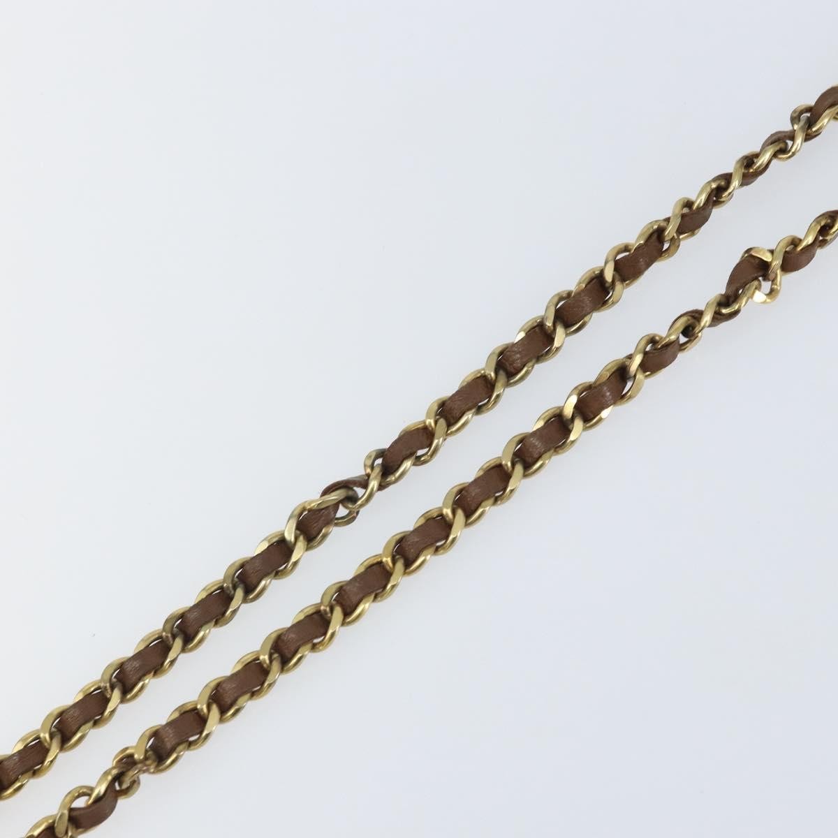 Chanel Vintage Logo Chain Belt Metal and Leather, Brown, Metal, Belt