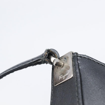 Salvatore Ferragamo Gancini Leather, Black, Leather, Shoulder Bag