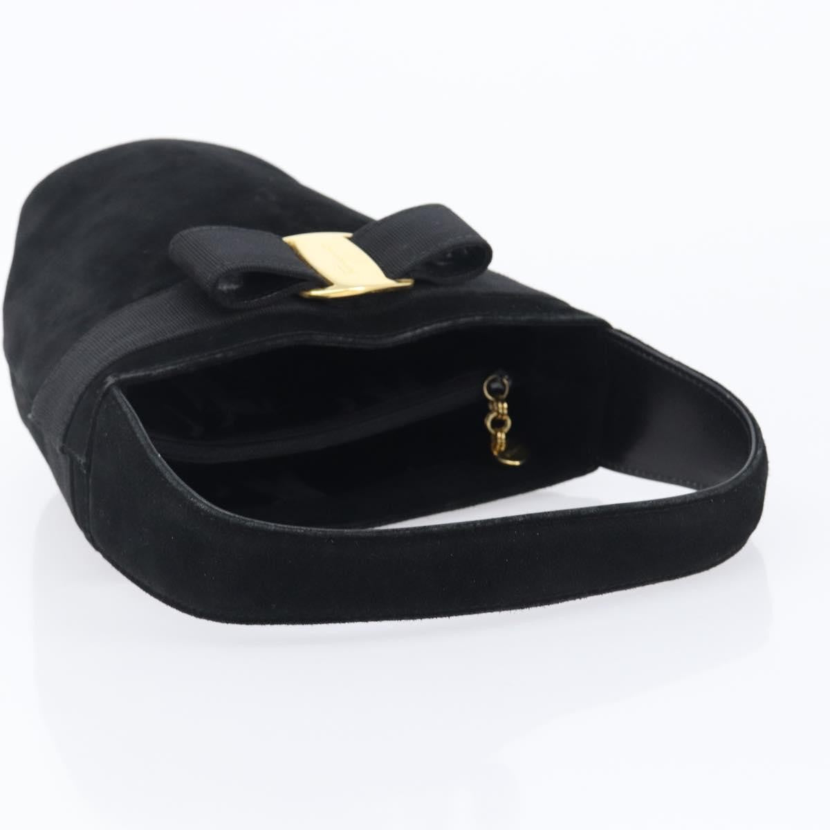 Salvatore Ferragamo Vala Suede, Black, Suede, Shoulder Bag