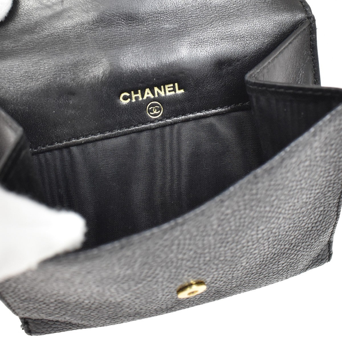 Chanel Vintage Timeless Bifold Caviar, Black, Leather, Wallet