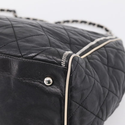 Chanel North South Mademoiselle Lock Quilted Leather, Black, Leather, Tote Bag