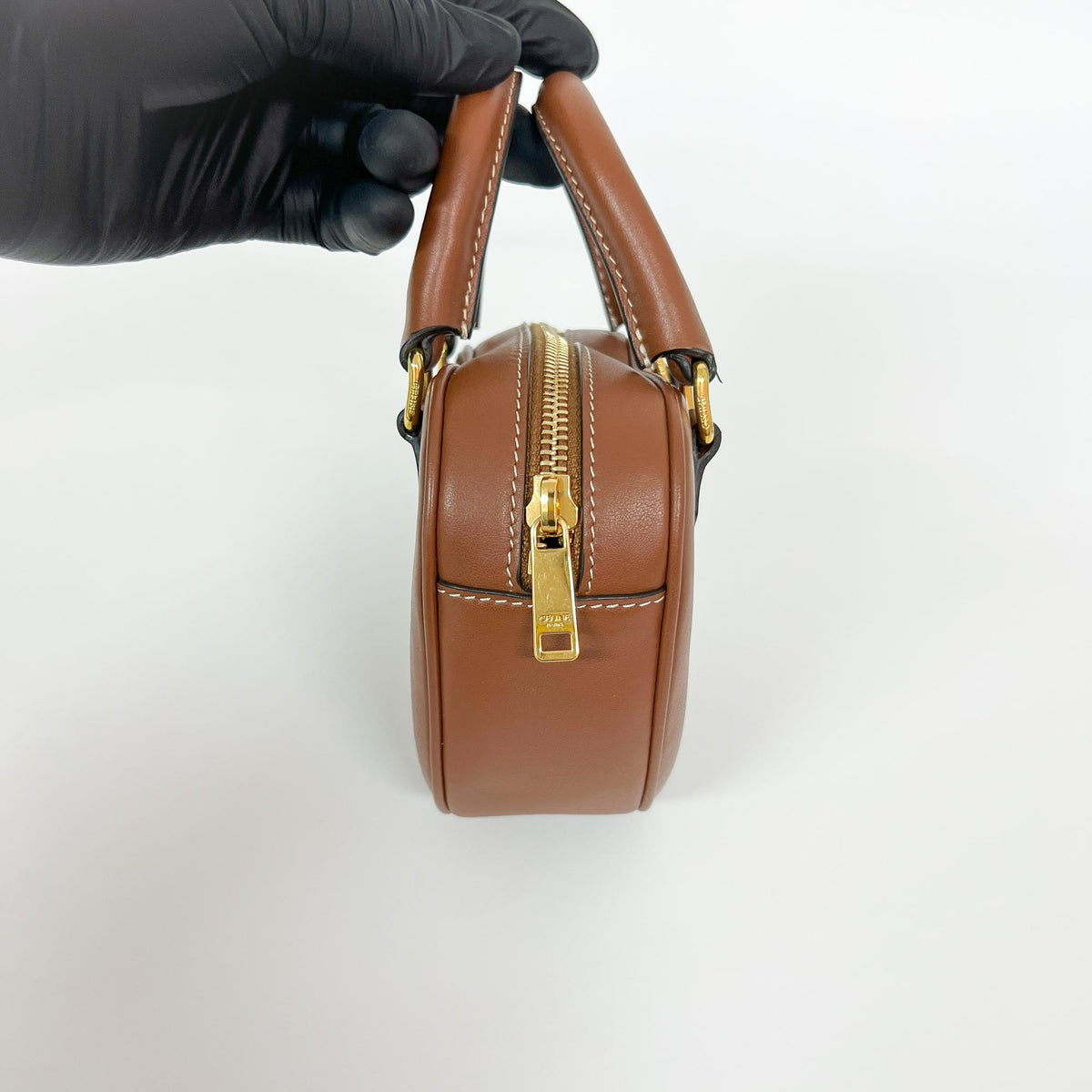 Celine Heart Leather, Brown, Calfskin, Handbag