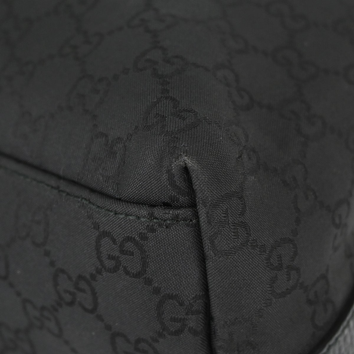 Gucci Vintage Open Shoulder Bag (Outlet) GG Canvas with Leather, Black, Canvas, Shoulder Bag