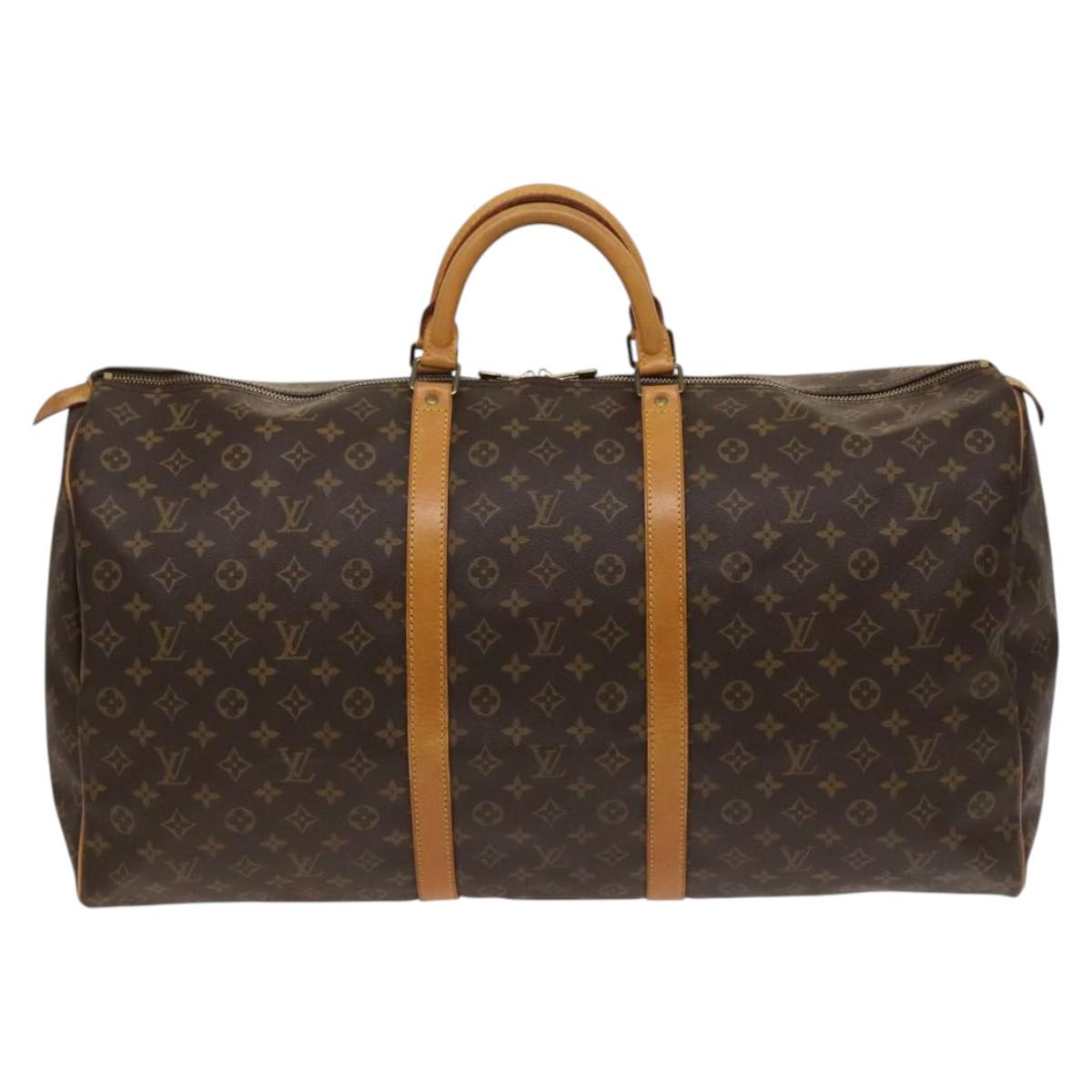 Louis Vuitton Keepall Bag Monogram Canvas, BROWN, CANVAS, Travel bag