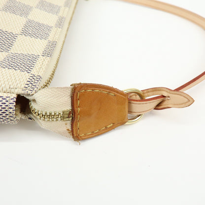 Louis Vuitton Pochette Accessoires Damier, White, Canvas, Clutch