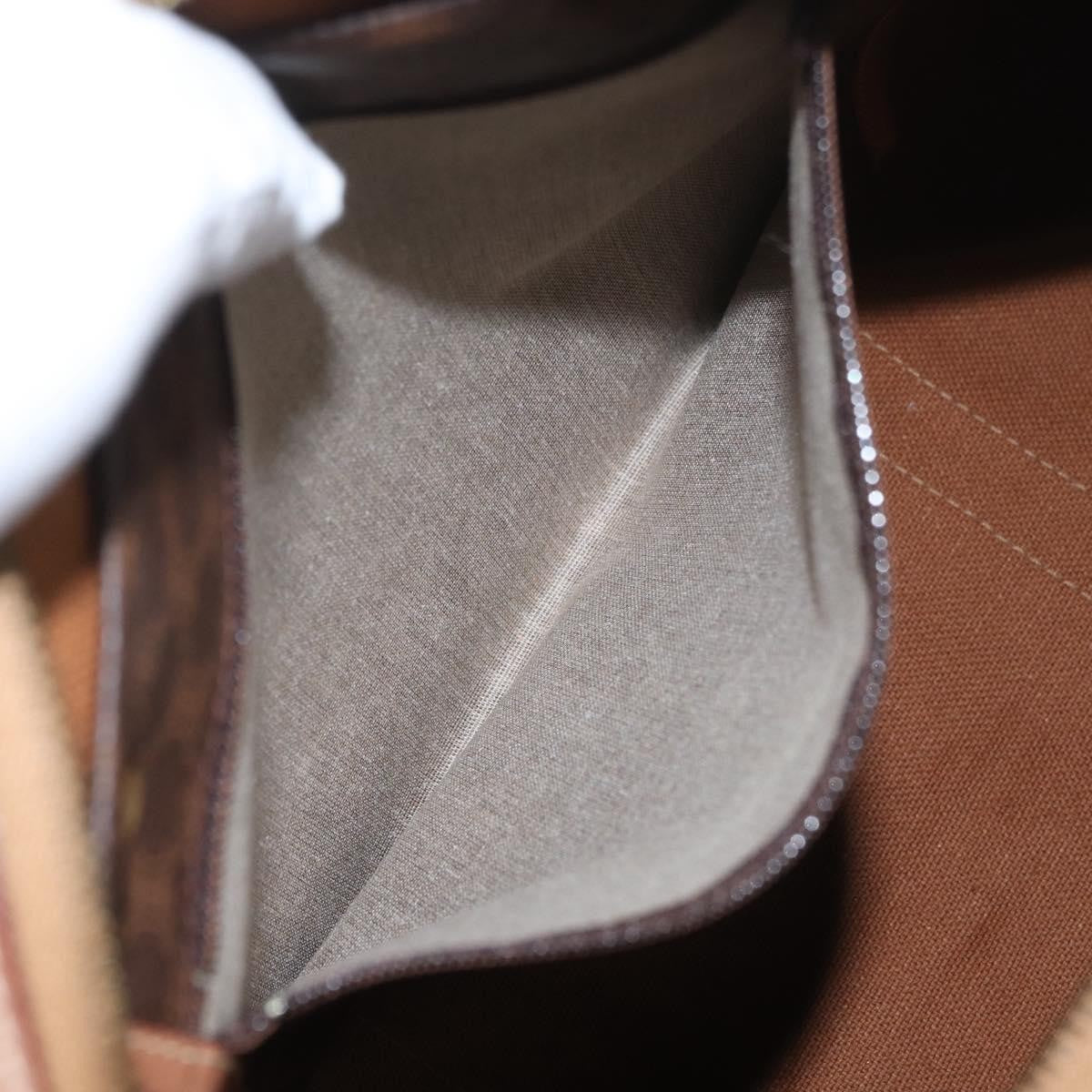 Celine Vintage Duffle Macadam Coated Canvas, Brown, PVC, Handbag