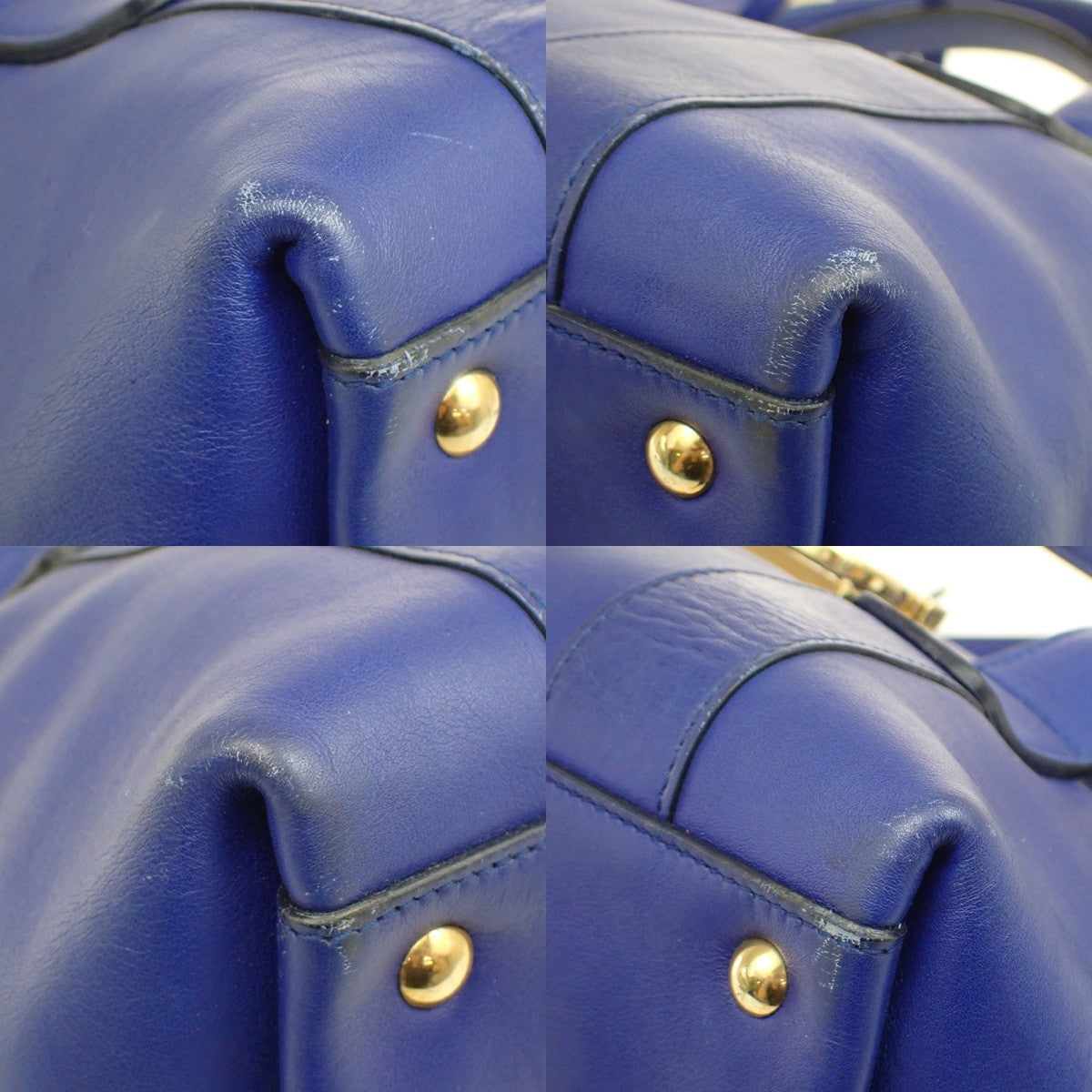 Salvatore Ferragamo Sookie Satchel Leather, Blue, Leather, Handbag