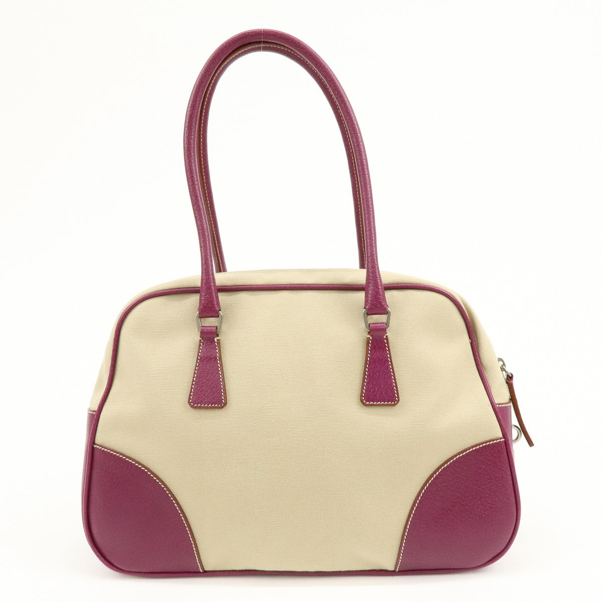Prada Bowler Canvas with Leather, Purple, Canvas, Shoulder Bag