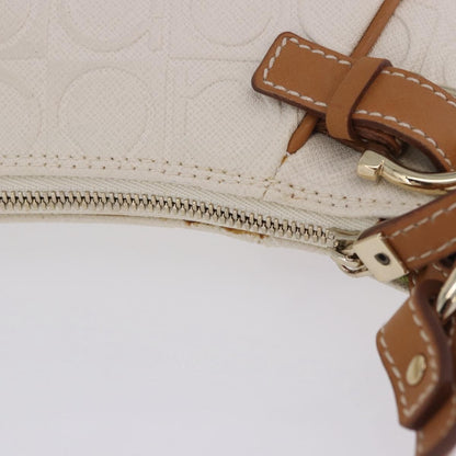 Salvatore Ferragamo Gancini Canvas and Leather, White, Canvas, Clutch