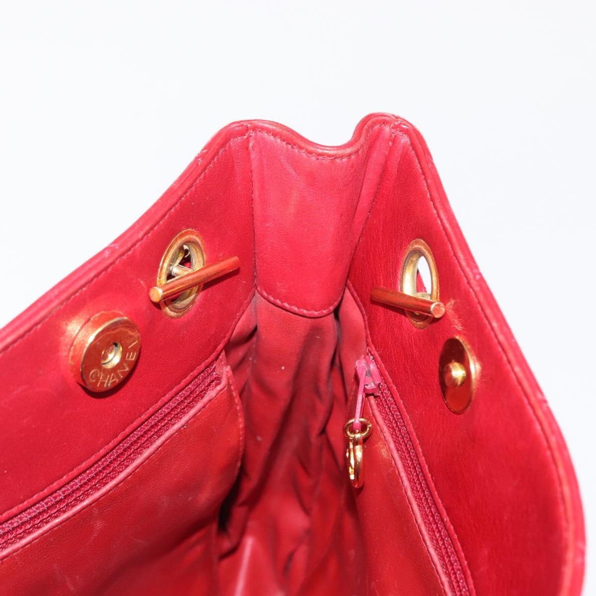 Chanel Vintage Slit Pocket Quilted Lambskin, Red, Leather, Shoulder Bag