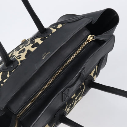Celine Luggage Printed Canvas and Leather, Black, Leather, Handbag