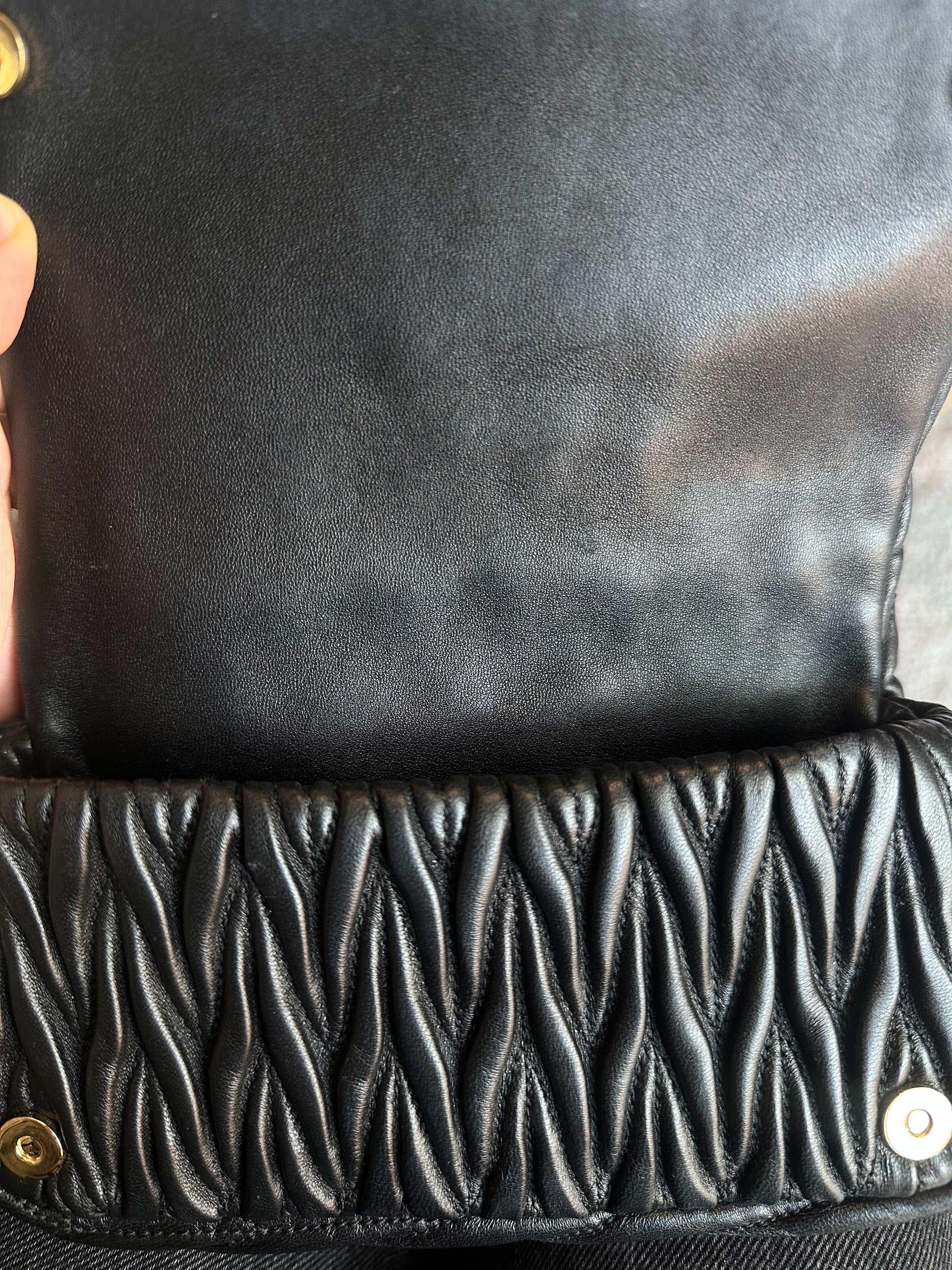 Miu Miu Nappa Matelassè Leather, Black, Leather, Shoulder Bag