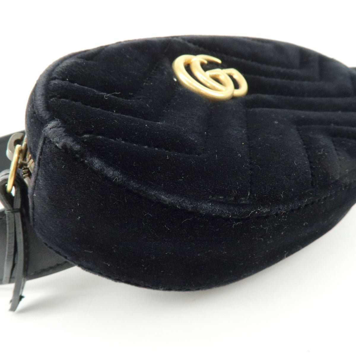 Gucci GG Marmont Belt Embellished Matelasse Velvet, Black, Velvet, Handbag