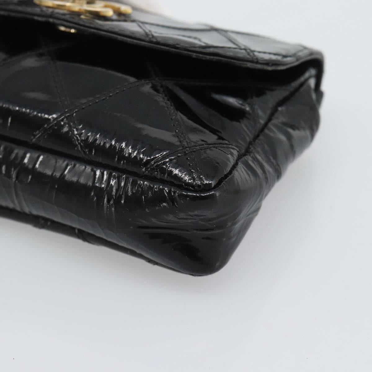 Chanel CC Flap Belt Quilted Lambskin, Black, Patent Leather, Clutch