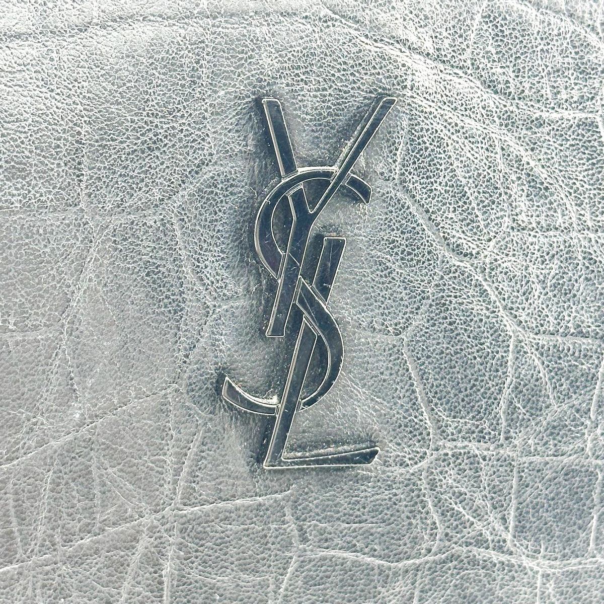 Saint Laurent Classic Monogram Zip Crocodile Embossed Leather, Black, Leather, Clutch