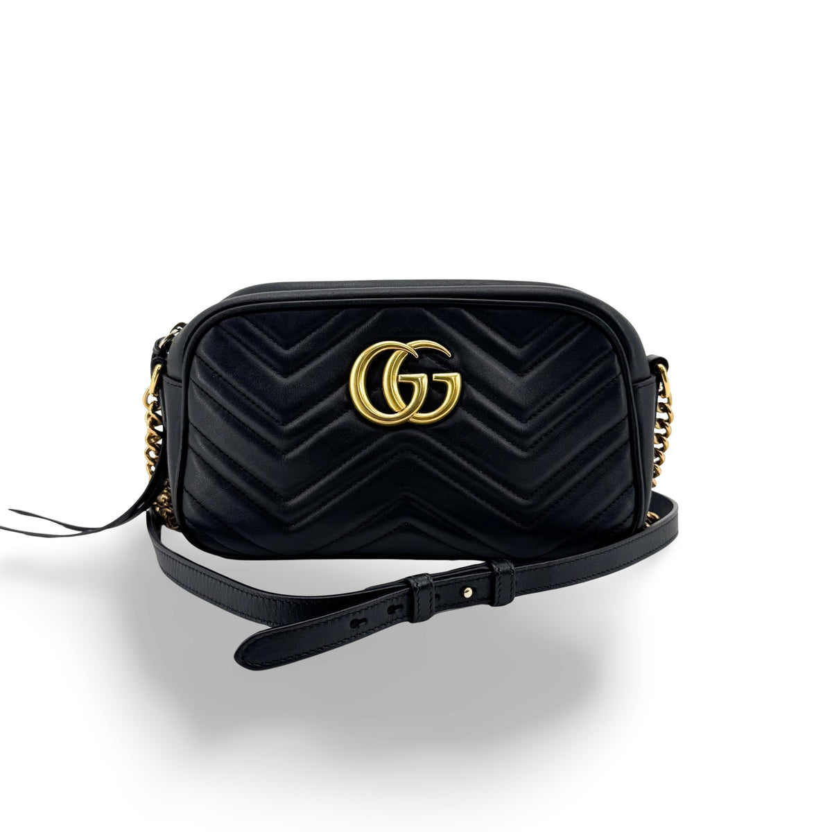 Gucci GG Marmont Matelasse Leather, Black, Leather, Shoulder Bag