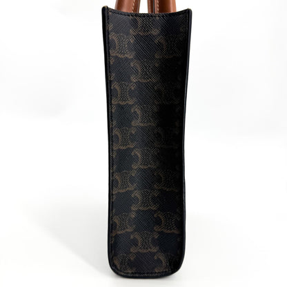 Celine Vertical Cabas Triomphe Coated Canvas, Black, Canvas, Tote Bag