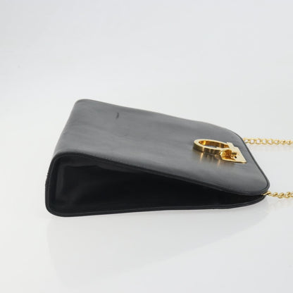 Salvatore Ferragamo Vintage Gancini Chain Leather, Black, Leather, Shoulder Bag