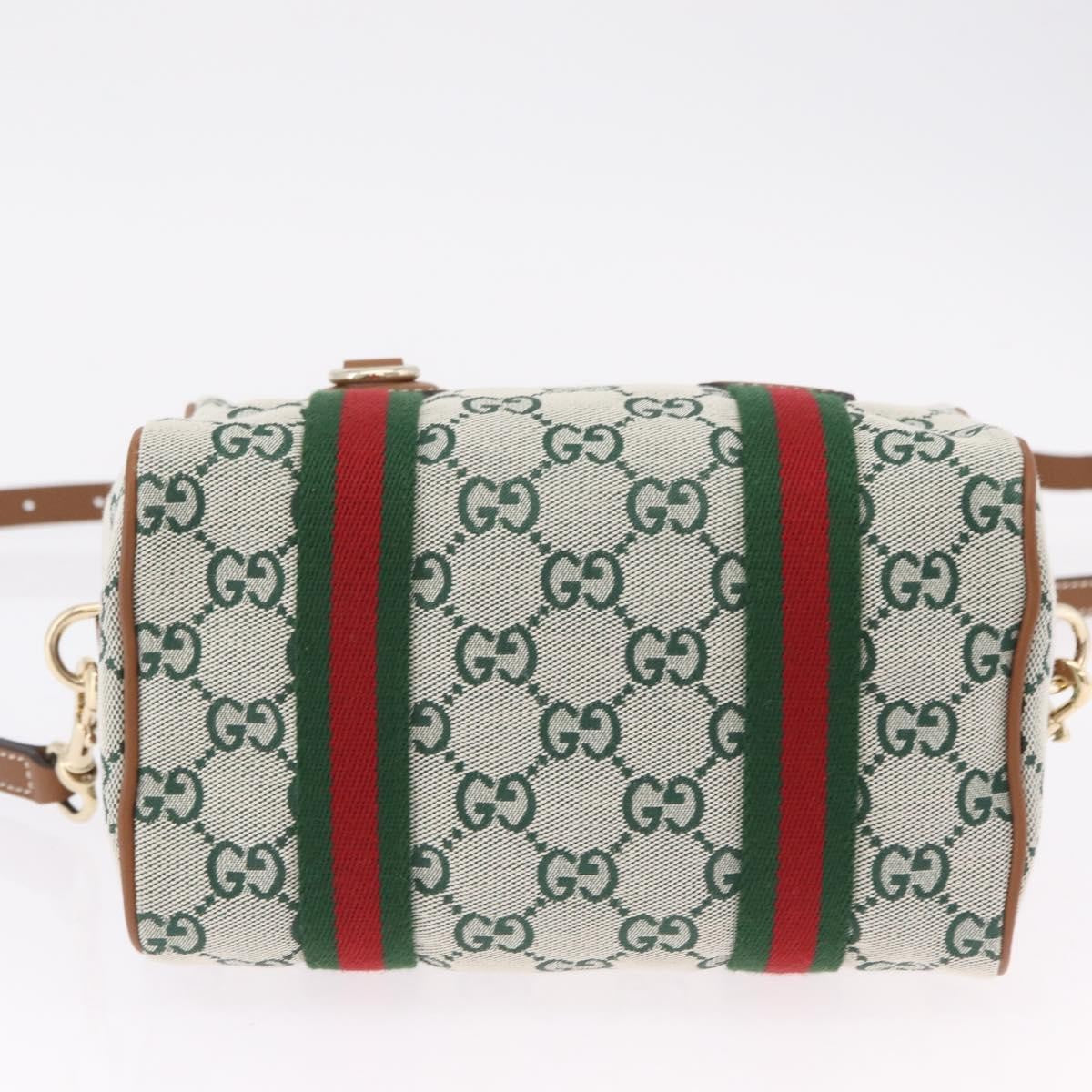Gucci Web Boston GG Canvas, Green, Canvas, Handbag