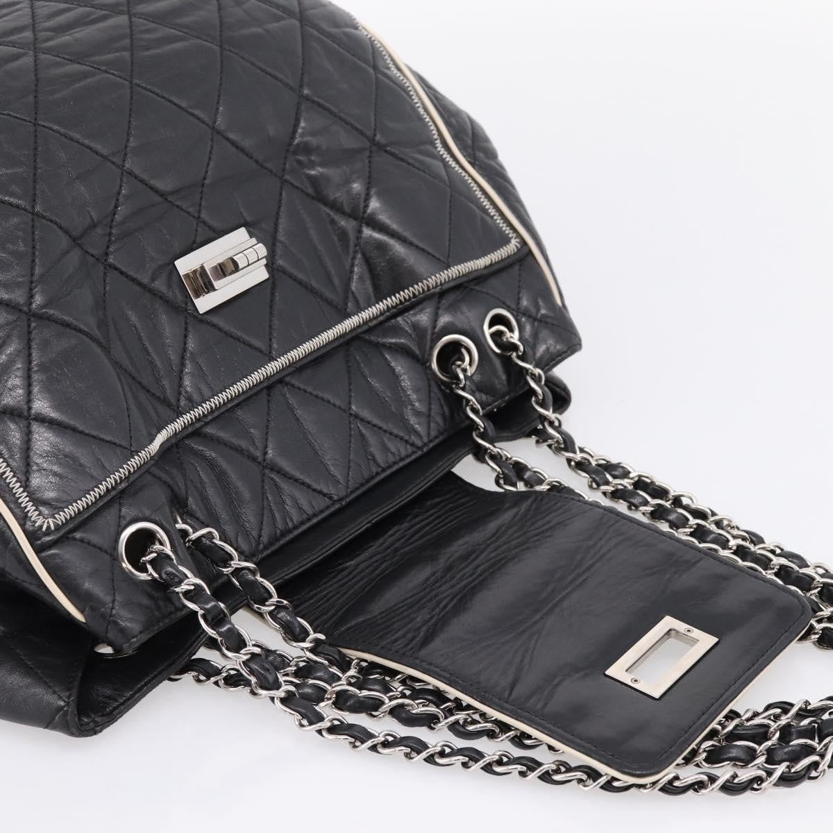 Chanel North South Mademoiselle Lock Quilted Leather, Black, Leather, Tote Bag