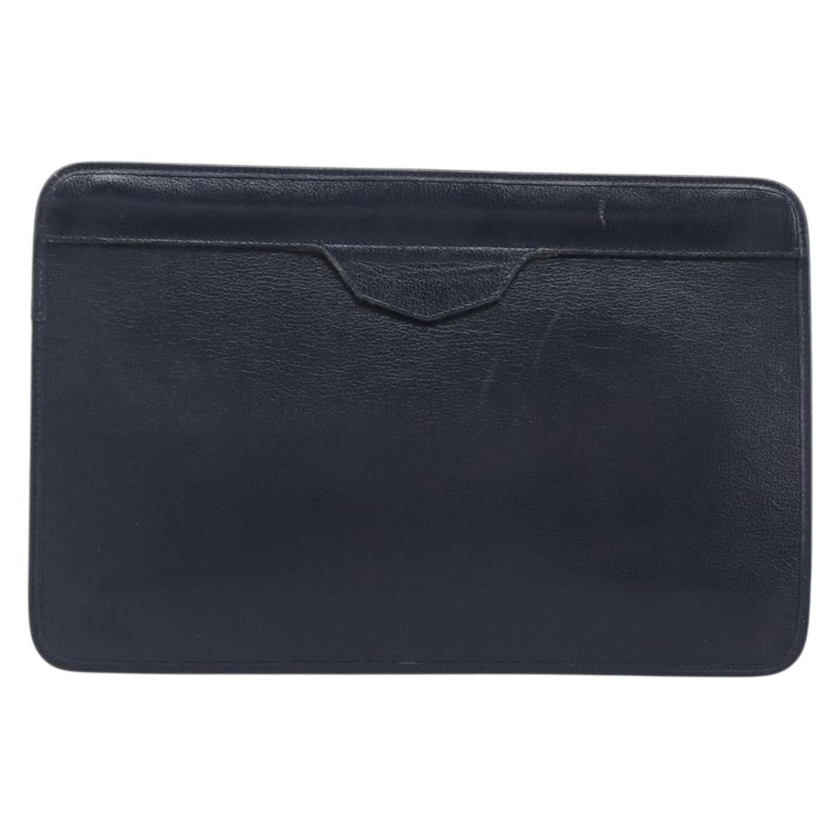 Christian Dior Homme Logo Clutch Leather, Navy, Leather, Clutch