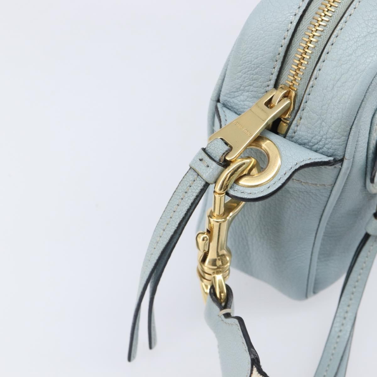 Miu Miu Madras Zip Pocket Leather, Blue, Leather, Crossbody Bag