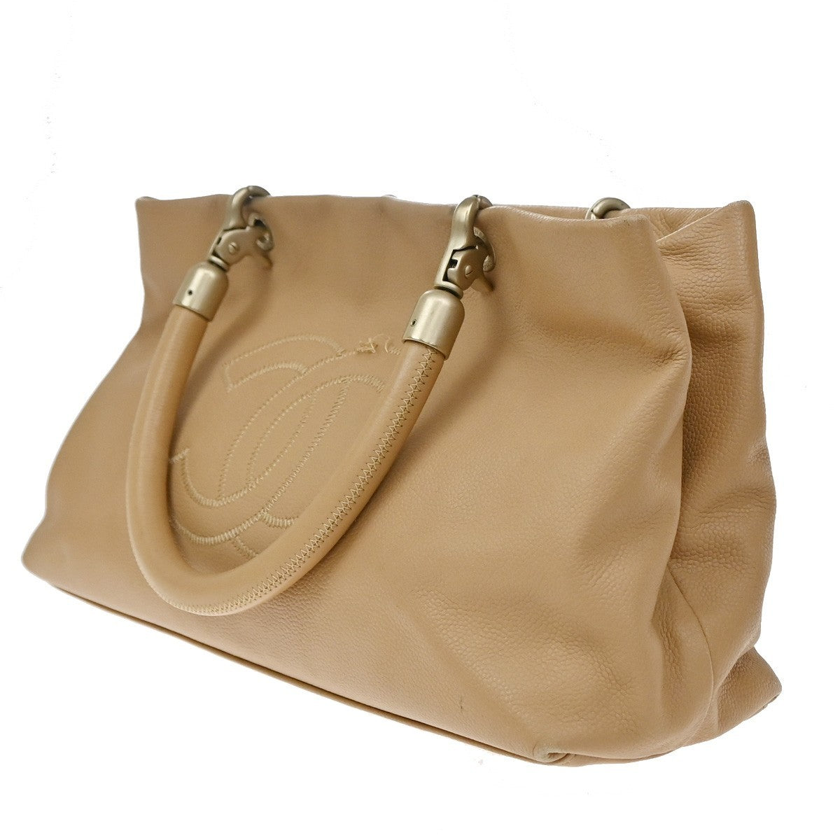 Chanel Vintage Handle CC Caviar, Beige, Leather, Tote Bag
