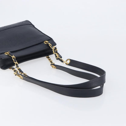 Chanel Vintage Zipped Chain Caviar, Black, Leather, Tote Bag