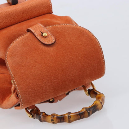 Gucci Vintage Bamboo Suede, Orange, Suede, Backpack
