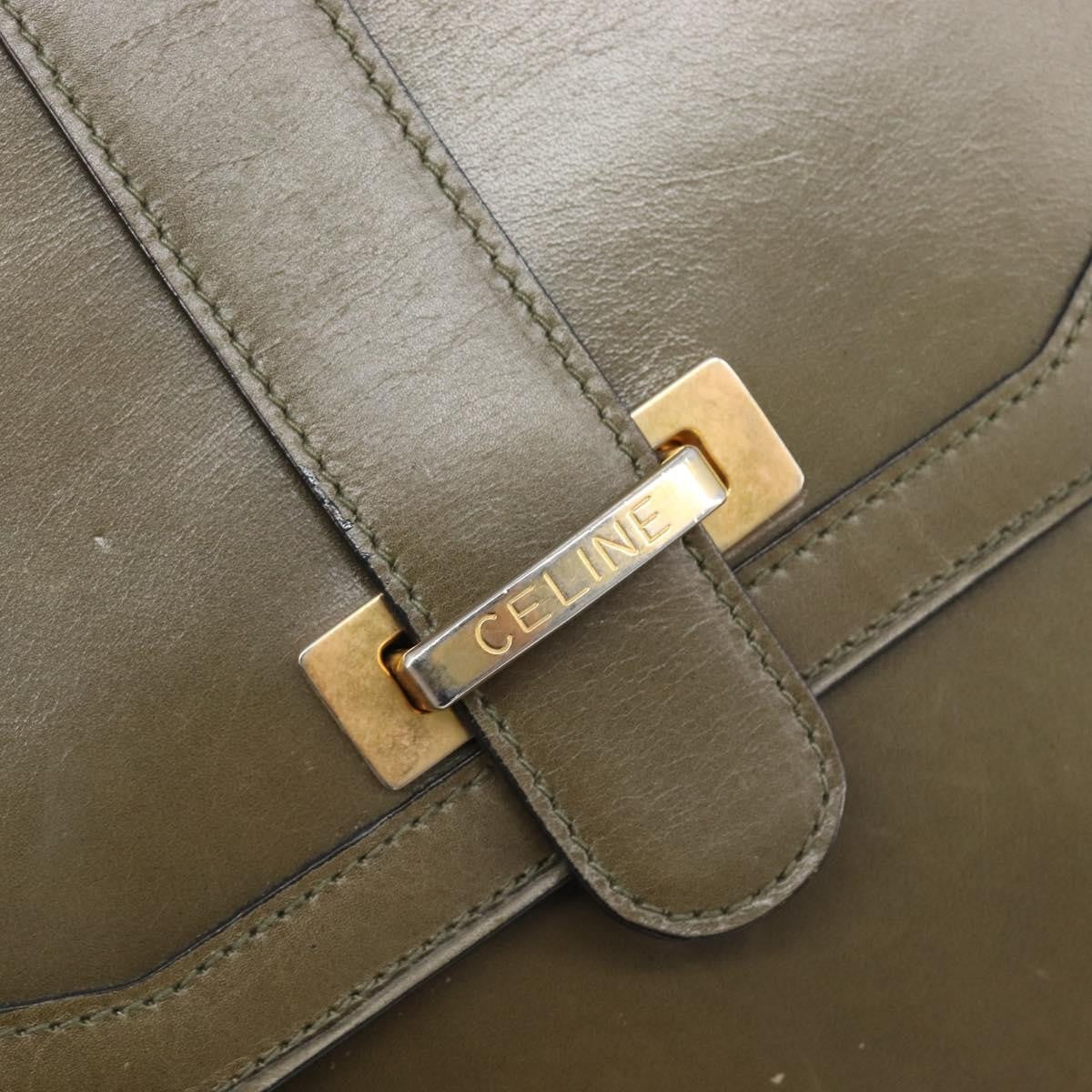 Celine Shoulder Leather, Khaki, Leather, Shoulder Bag
